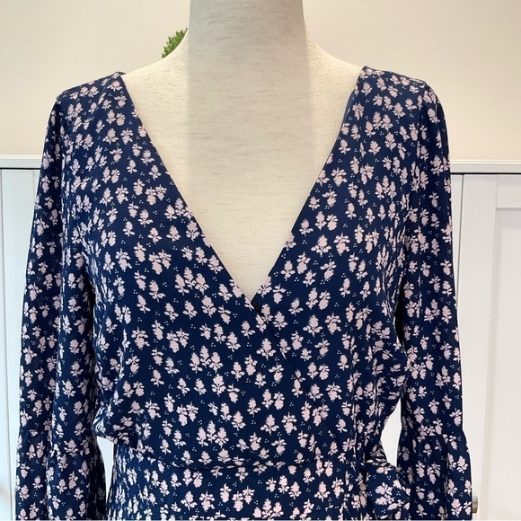 Likely Floral Faux Wrap Ruffle Casimira Mini Length Dress Blue and White Size 4 - Picture 3 of 14